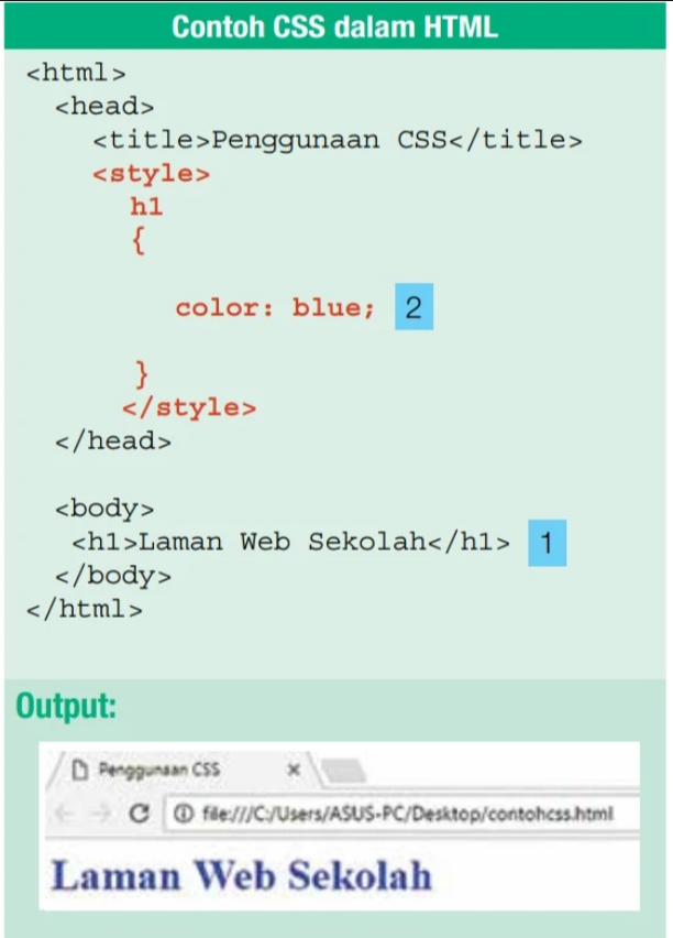 Internal CSS style tag example